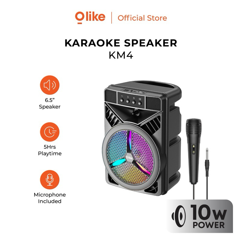 Speaker Bluetooth Olike KM4 RGB + Mic Karaoke