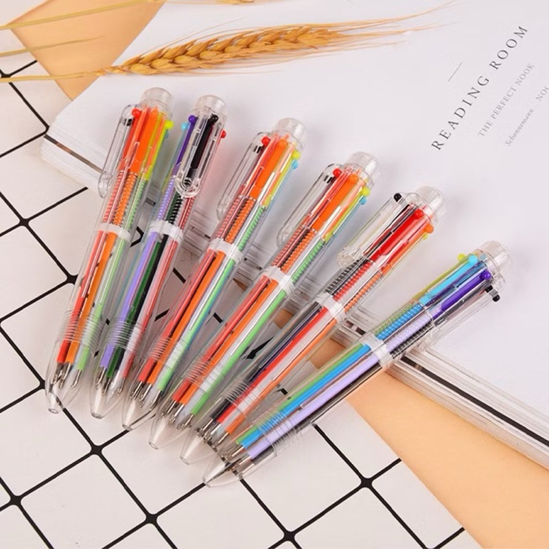 

Pi Pulpen 6 Warna isi Tinta 6in1 Pena 0.5mm / Ballpoint Perlengkapan Menulis Multicolor Pen Case Transparent Transparan Bolpen Mix Colour Alat Tulis Kantor Sekolah Warna Warni