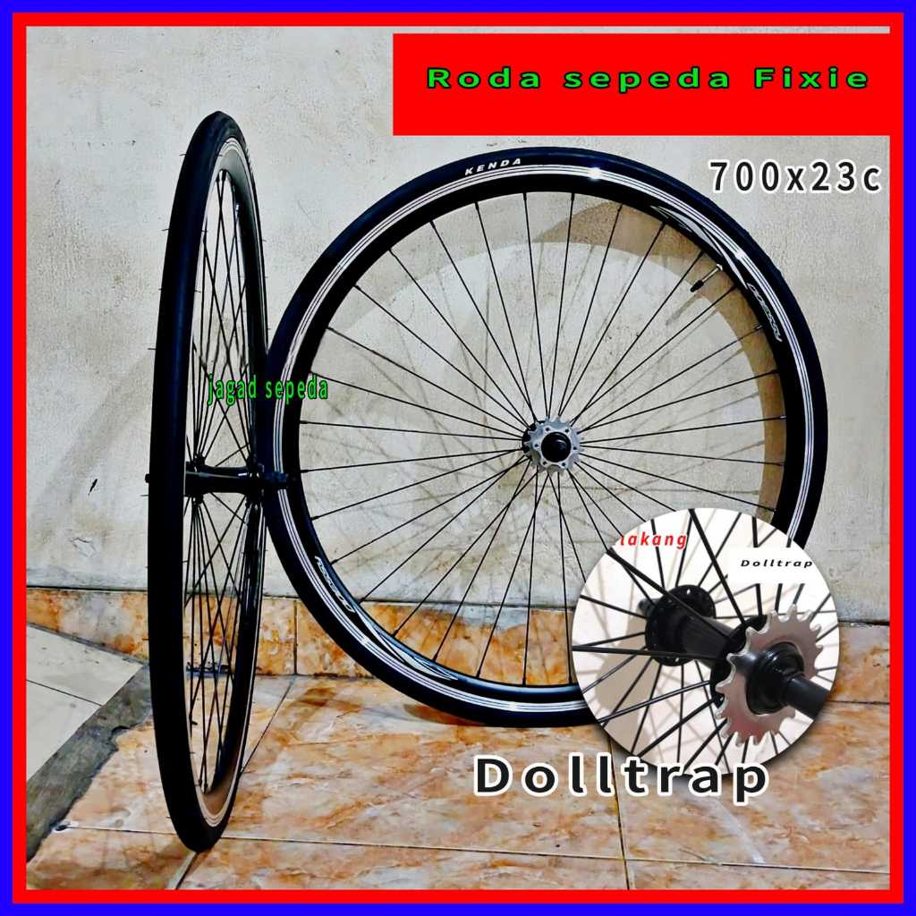 Roda sepeda Fixie 700x23 c Doltrap siap pakai / Velg Fixie sudah di pasang ban hub pacific