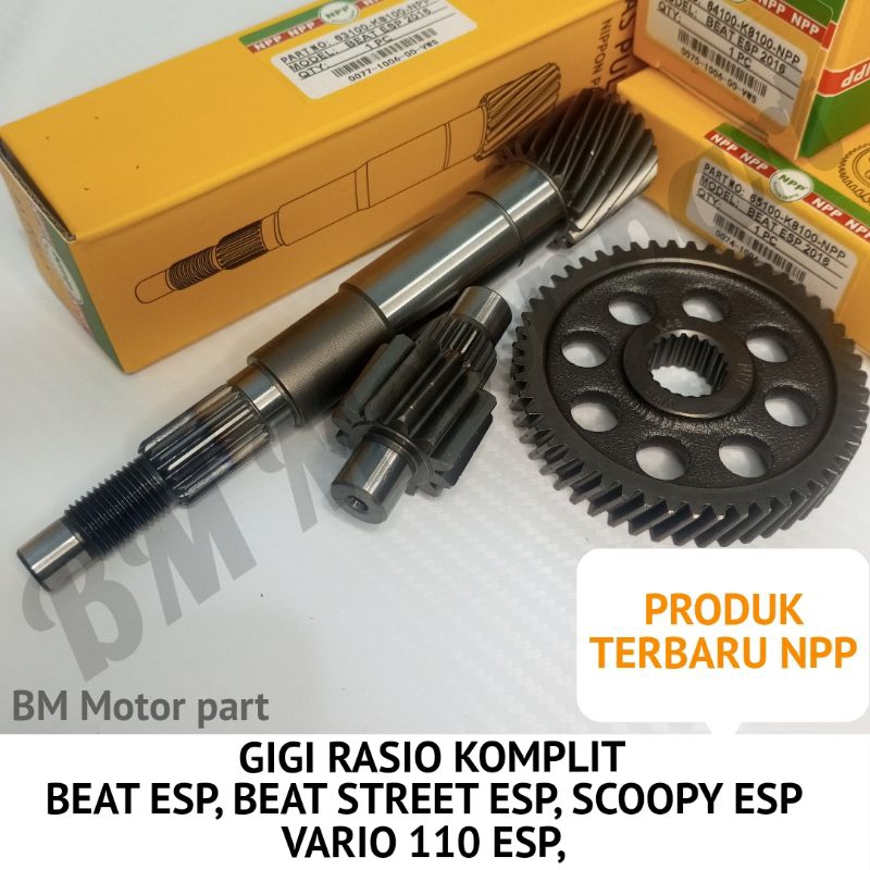 Gigi rasio komplit Beat esp, Scoopy esp, Vario 110 esp beat street esp gigi rasio besar, gigi rasio 
