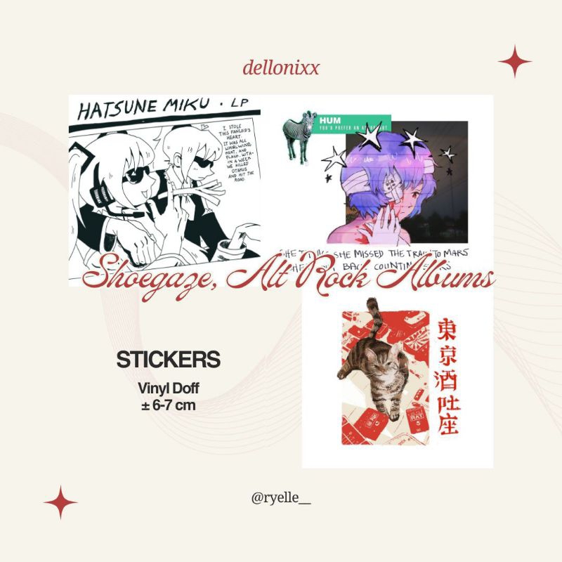 

STICKERS Shoegaze Alt Rock Albums: Tokyo Shoegazers, Hum, Sonic Youth
