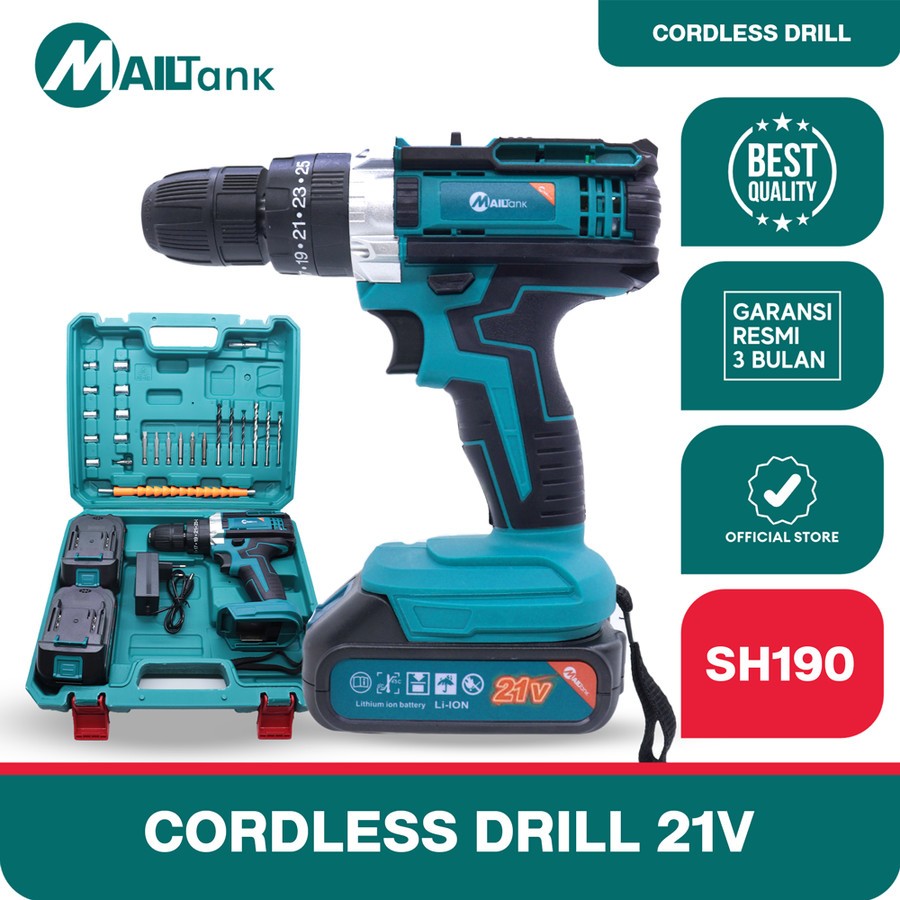 MAILTANK SH190 Mesin Bor Baterai Cordless Drill 21V