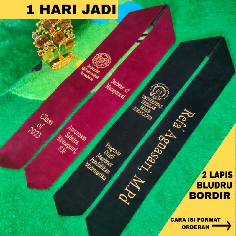 SELEMPANG WISUDA LEHER/KALUNG ( 2 lapis bludru )