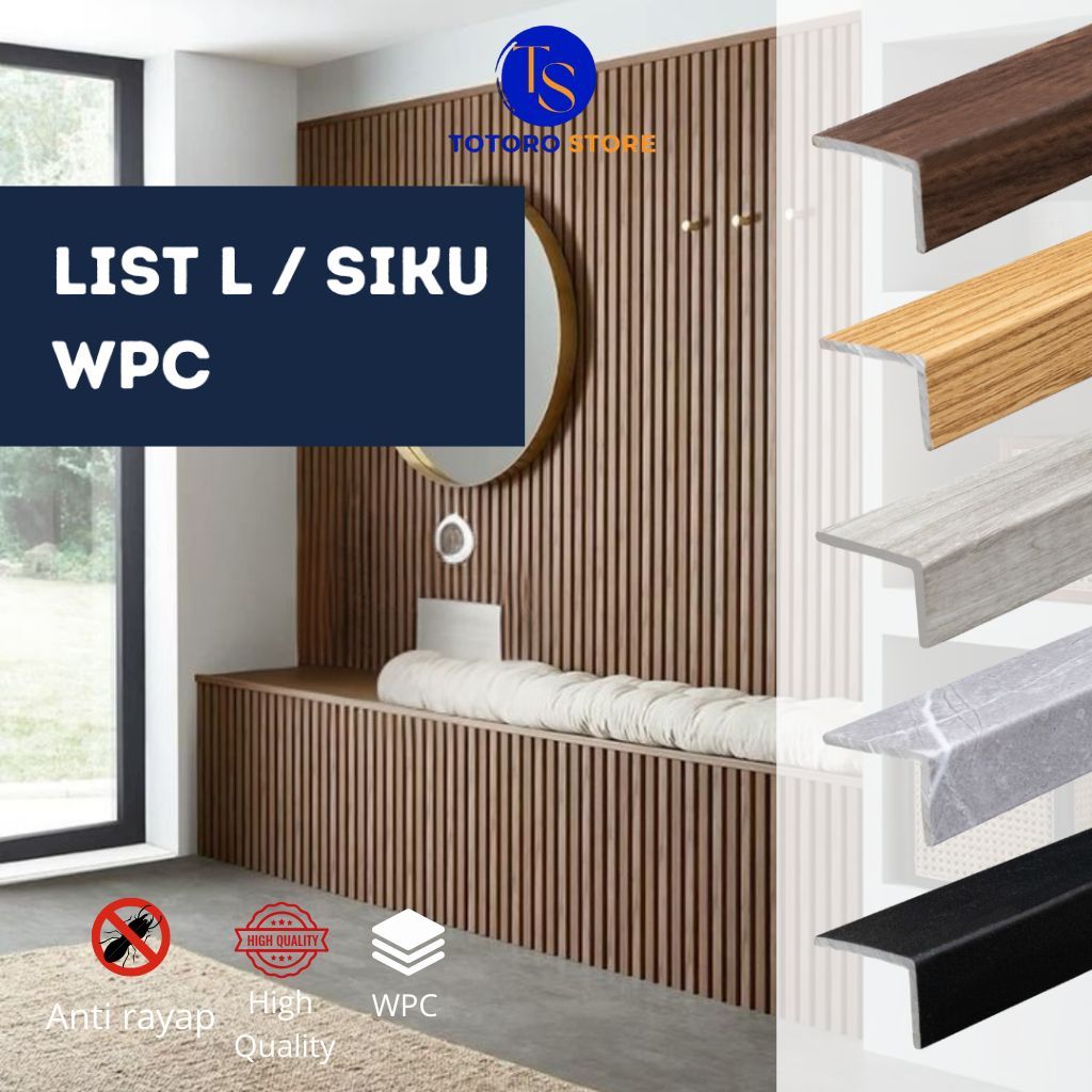 TOTORO STORE - List Siku L WPC Wall Panel PVC Desain Minimalis, Panjang 2,4m