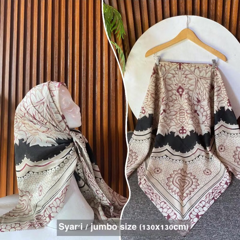 Hijab Voal Motif Syar'i / Voal Motif Jumbo / Voal Motif Syari / Voal Motif Size 130 x 130