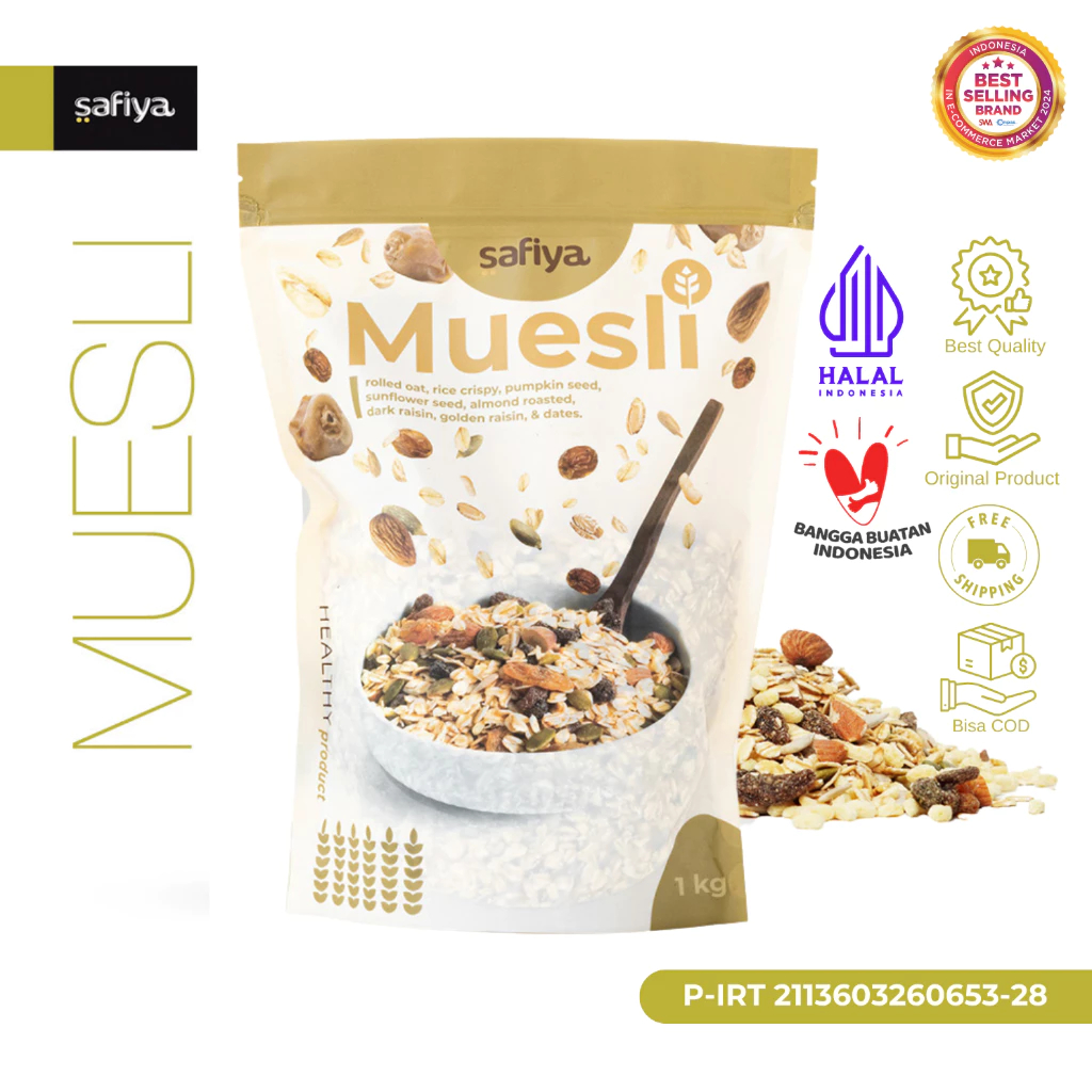 

Safiya Muesli Original Fruit & Seed 1 KG Sereal Sehat Original Diet Hotto Purto Mame Nutriflakes