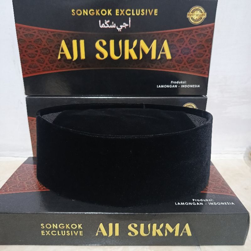 Peci Songkok Kopiah Anak & Dewasa Polos Hitam Aji Sukma Exclusive Bludru PIGEON