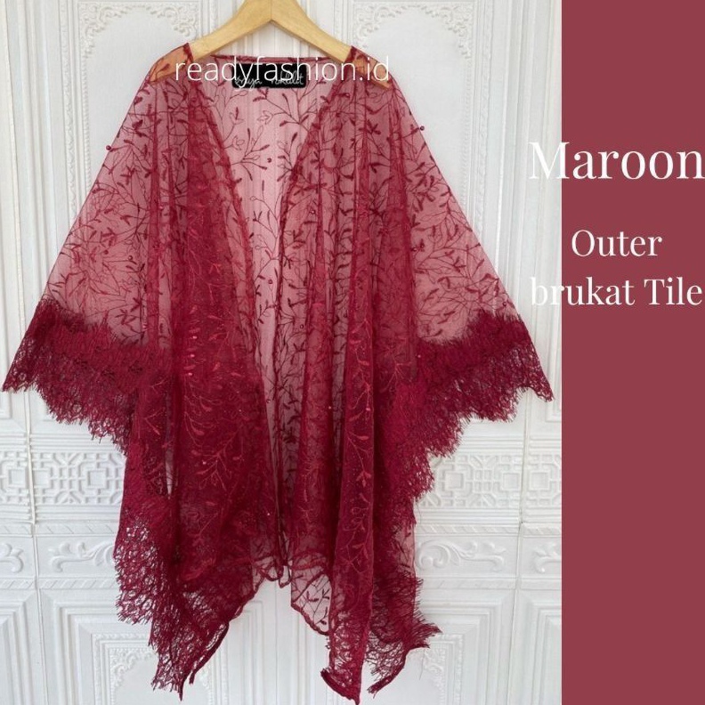 KODE E93P OUTER KEBAYA TULE COD CARDIGAN TILE TILLE TULLE ROMPI NAVY MARUN HITAM MOCCA DUSTYPINK ABU
