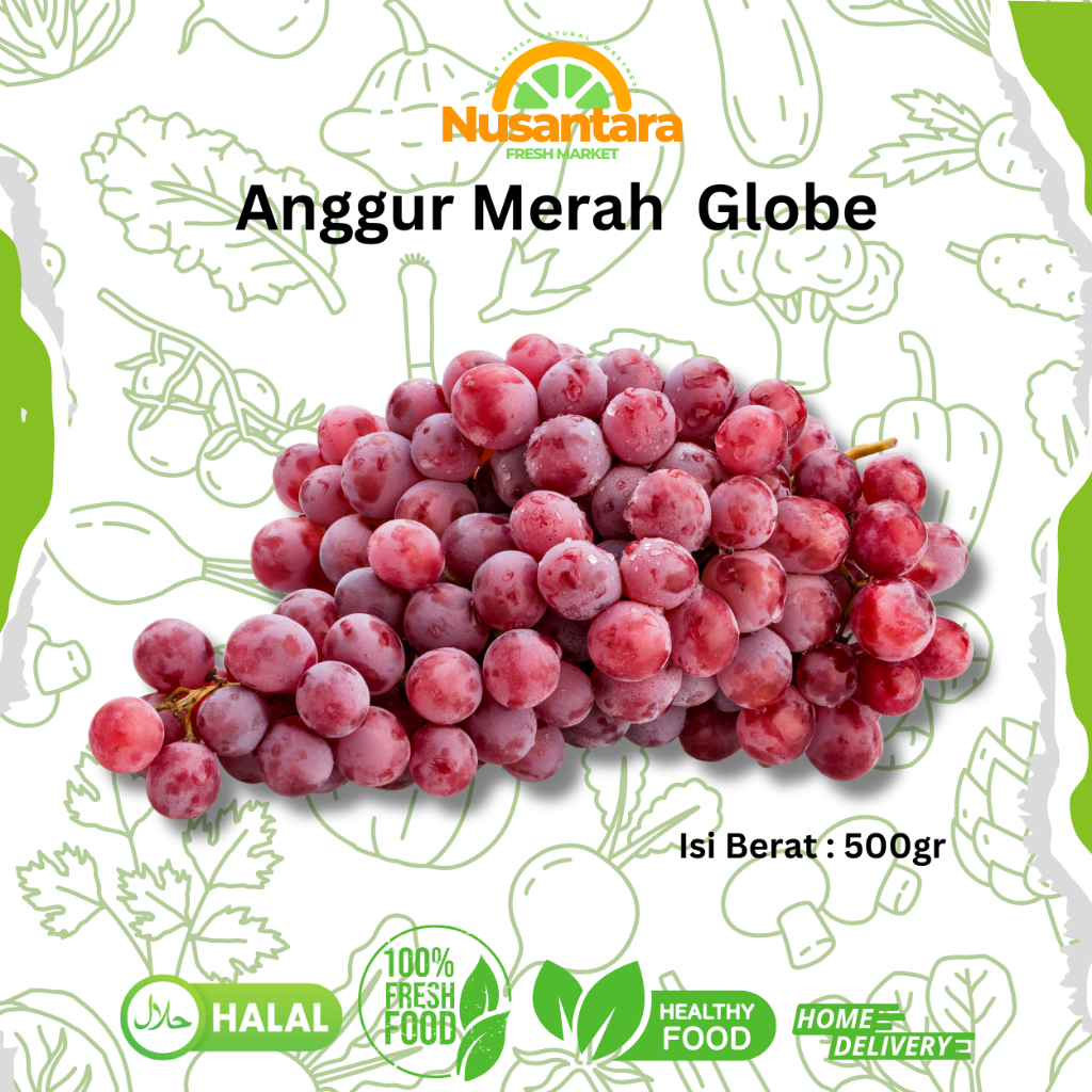 

Anggur Red Globe Australia Premium Fresh Manis Kriuk Impor 500gram