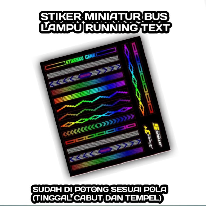 ( KODE 030 ) STIKER MINIATUR BUS RUNNING TEXT ANTI AIR (SUDAH POTONG CUT MESIN TINGGAL PAKAI PREMIUM