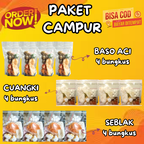 

PAKET RAMADHAN | Paket Campur 4pcs BAso Aci, 4pcs Seblak & 4pcs Cuangki