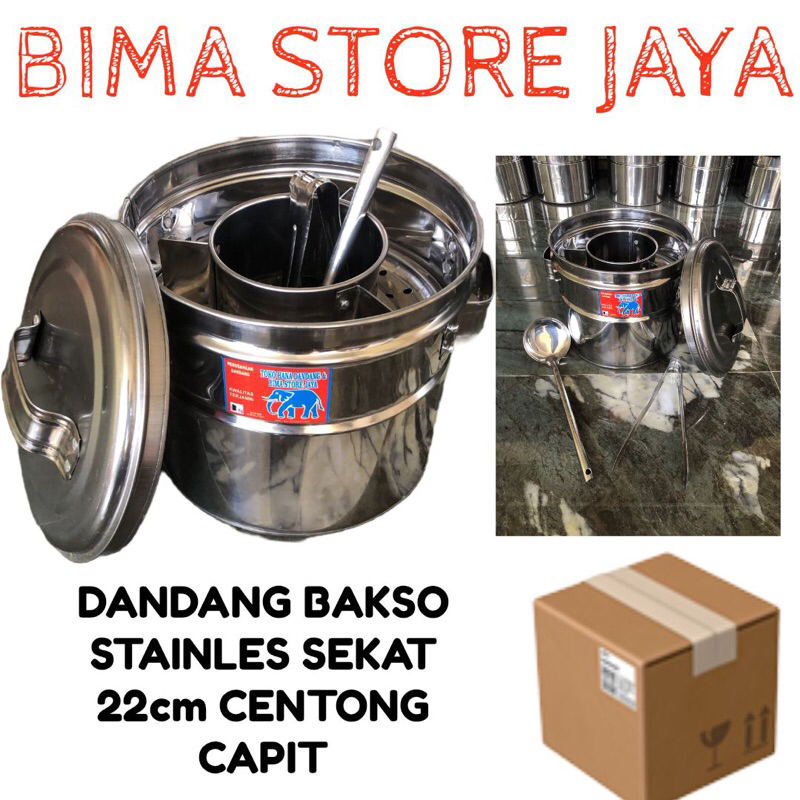 DANDANG BAKSO STAINLES SEKAT 3 uk22cm LENGKAP CENTONG CAPIT TO BARU MURAH BISA COD