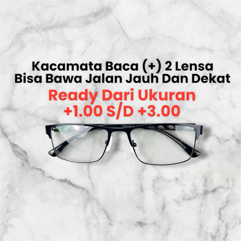BEST SELLER KACAMATA BACA (+) 2LENSA BISA BAWA JALAN JAUH DAN DEKAT FRAME BESI POLICE BAHAN TEBAL DA