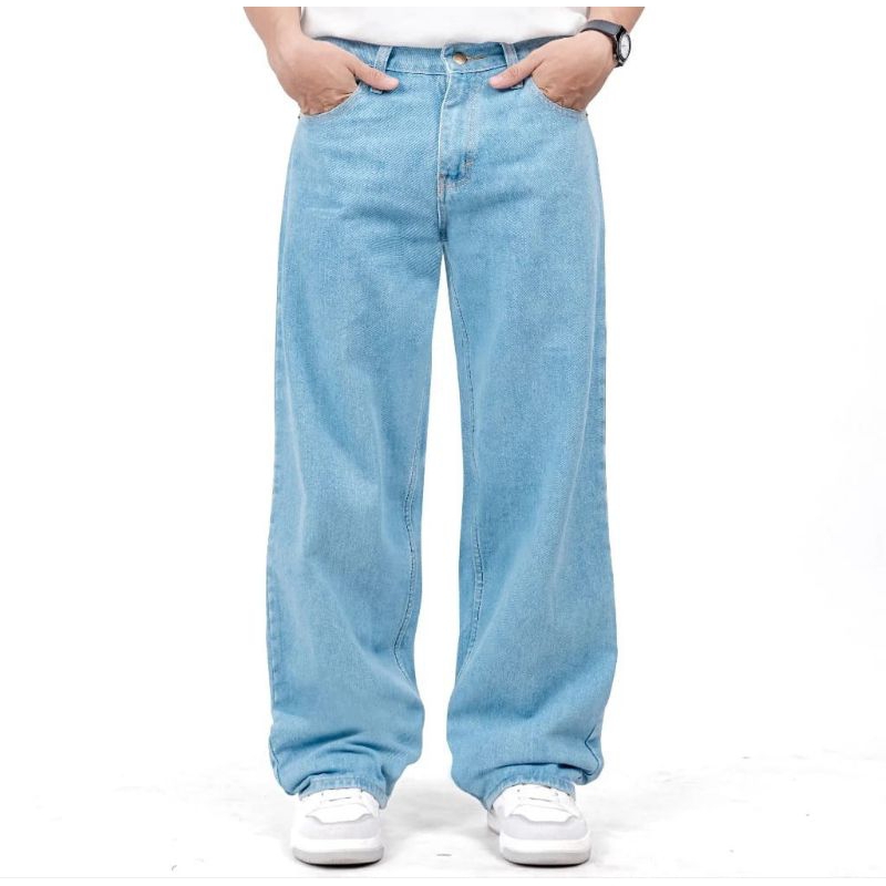 Celana Panjang Jeans Pria Baggy Pants Korean Style Oversize Loose Reguler Fit Gombrang