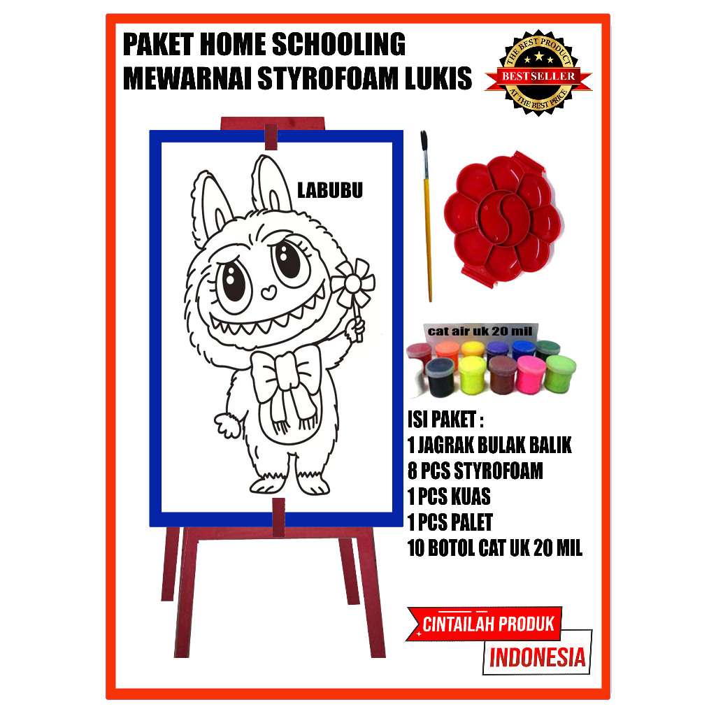 

Paket home schooling mewarnai styrofoam lukis / acara ulang tahun / lomba mewarnai / Promosi branding