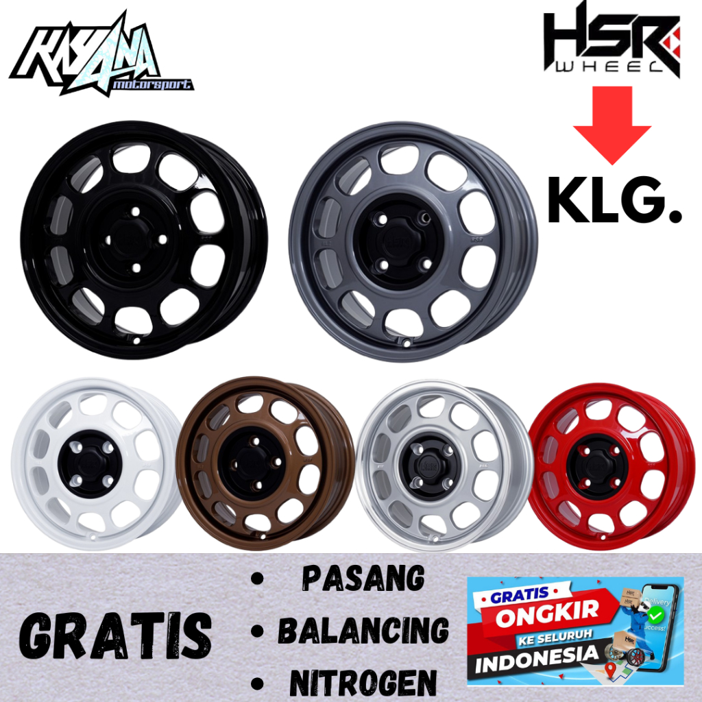 Hsr wheel klg9100 velg mobil R16 classic oem lebar 7 inch lubang baut 4x100/114 - 5x100-114 et 42