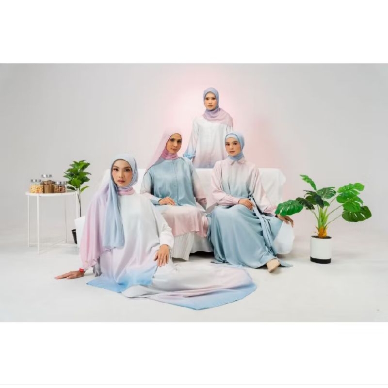 GAMIS TUNIK OMBRE DAUKY ATASAN DRESS TERBARU KOLEKSI LEBARAN BAHAN PREMIUM SILK TERLARIS