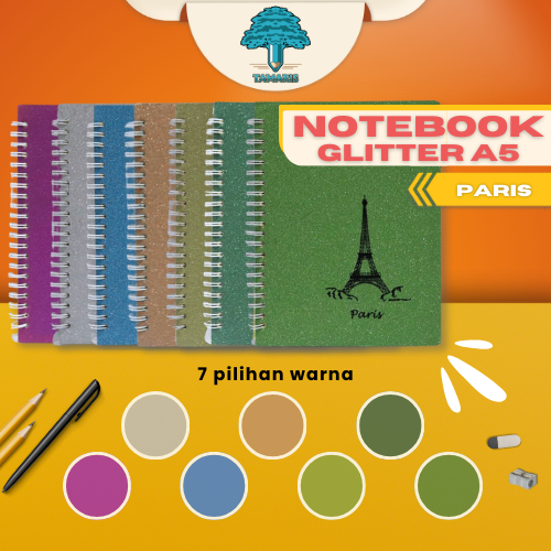 

Notebook Glitter A5 Paris - Buku Tulis - Cantik