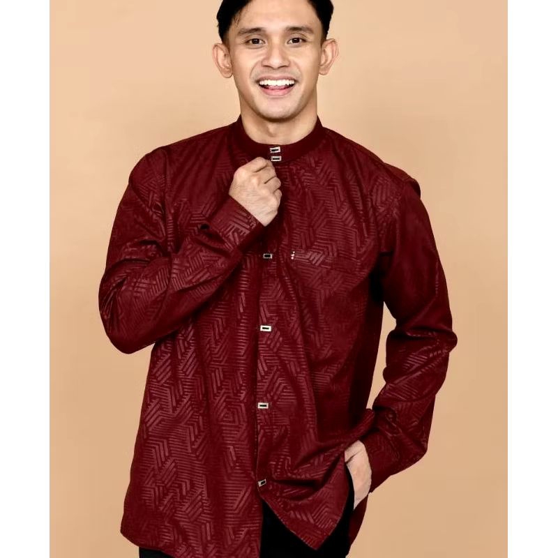 Kemeja Koko Sultan Pria Muslim Terbaru Motif Embos