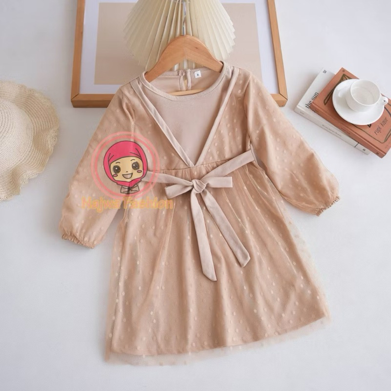 Gamis Anak Lamiya Kombi Tile Bahan Suncrepe