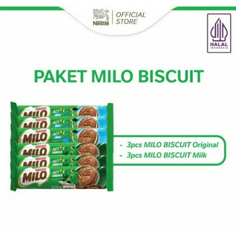 

Milo Activ Biskuit Rasa Original 104 g x 3 Pcs + Milo Activ Biskuit Rasa Susu 104 gram x 3 Pcs