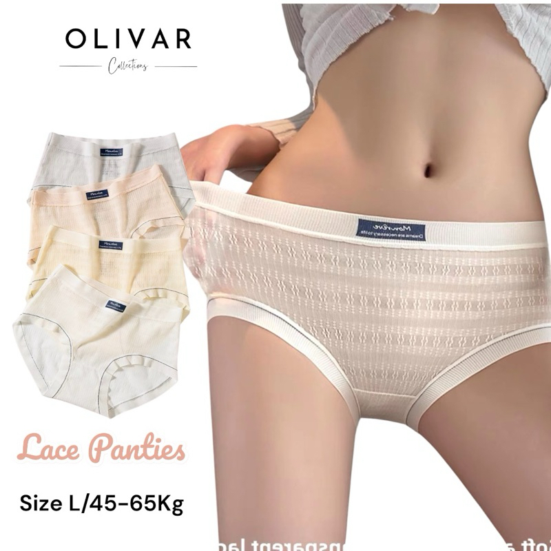 OliVar - Celana Dalam Perempuan Lace Semi Transparan Lembut Comfort Sexy Panty Premium CD Wanita