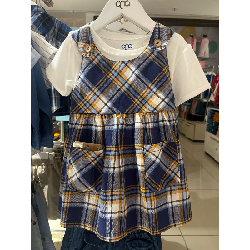 overall rok anak perempuan motif kotak kotak by qna