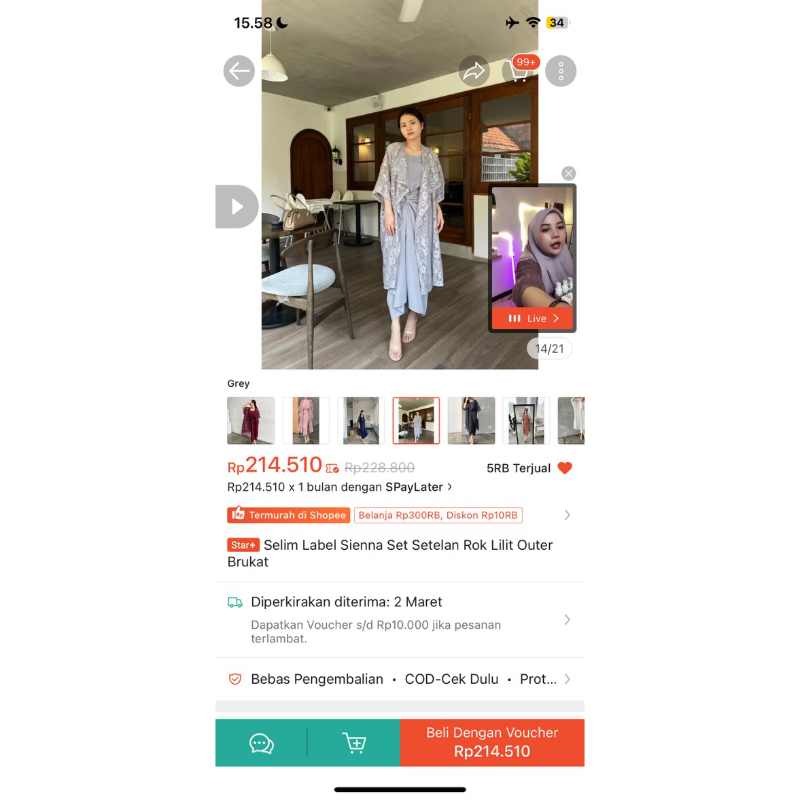 preloved selim label sienna setelan set ( baju kondangan )