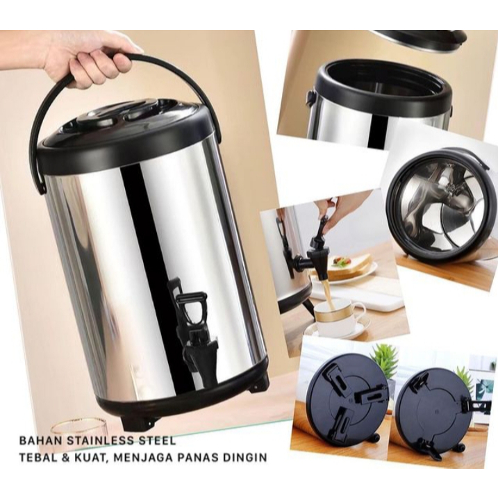 Milk Tea Bucket Dispenser Minuman Stainless HA 8 Liter /10 Liter