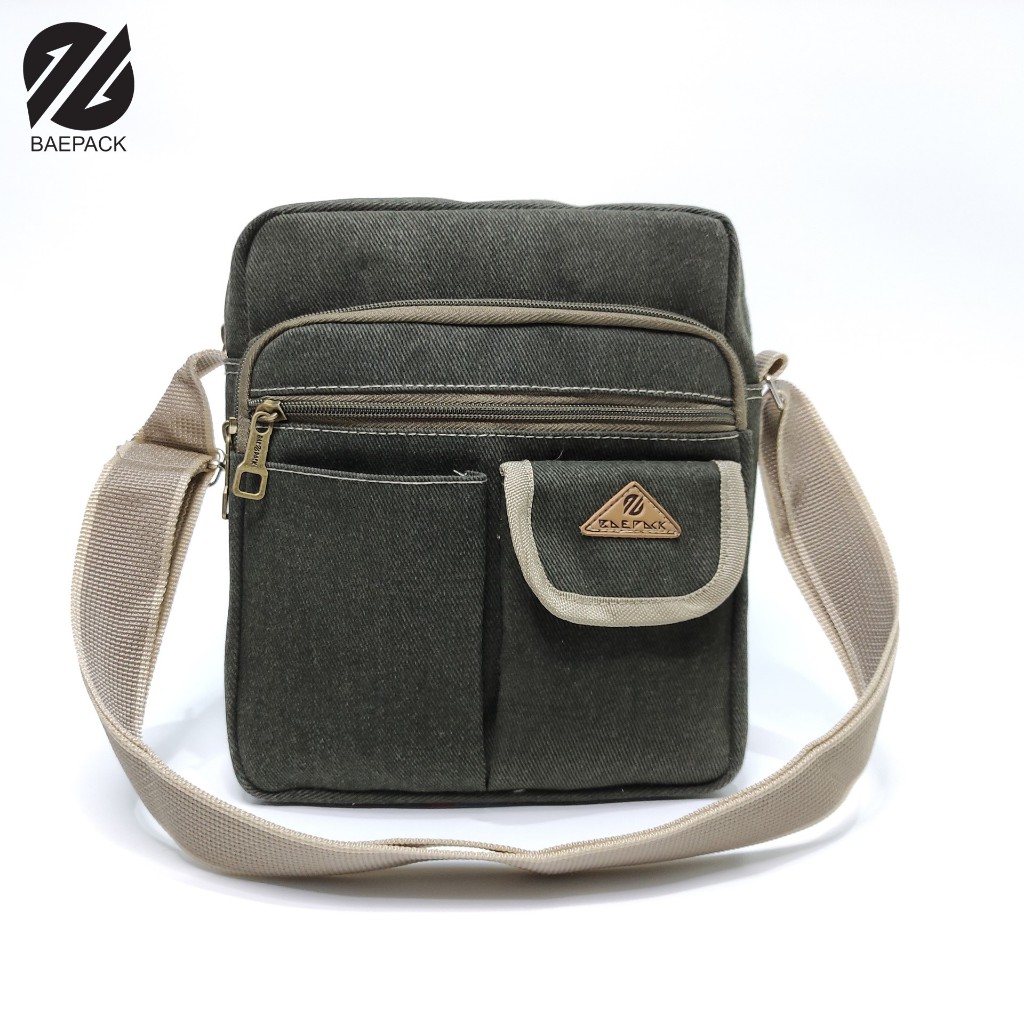 Tas Selempang Premium Luzio Hijau Army Baepack / Tas Selempang Pria dan wanita