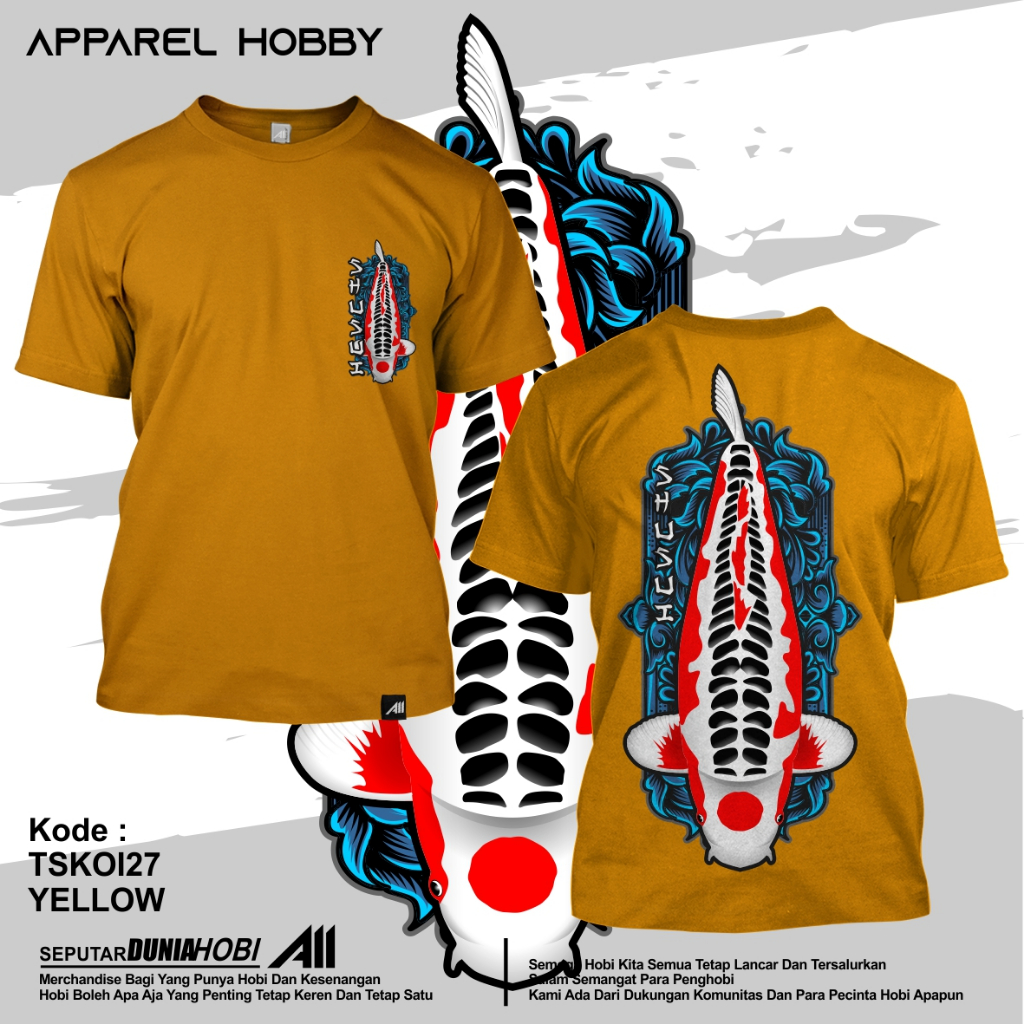 KAOS IKAN KOI SHUSUI KOI27 YELLOW TSHIRT APPAREL HOBBY