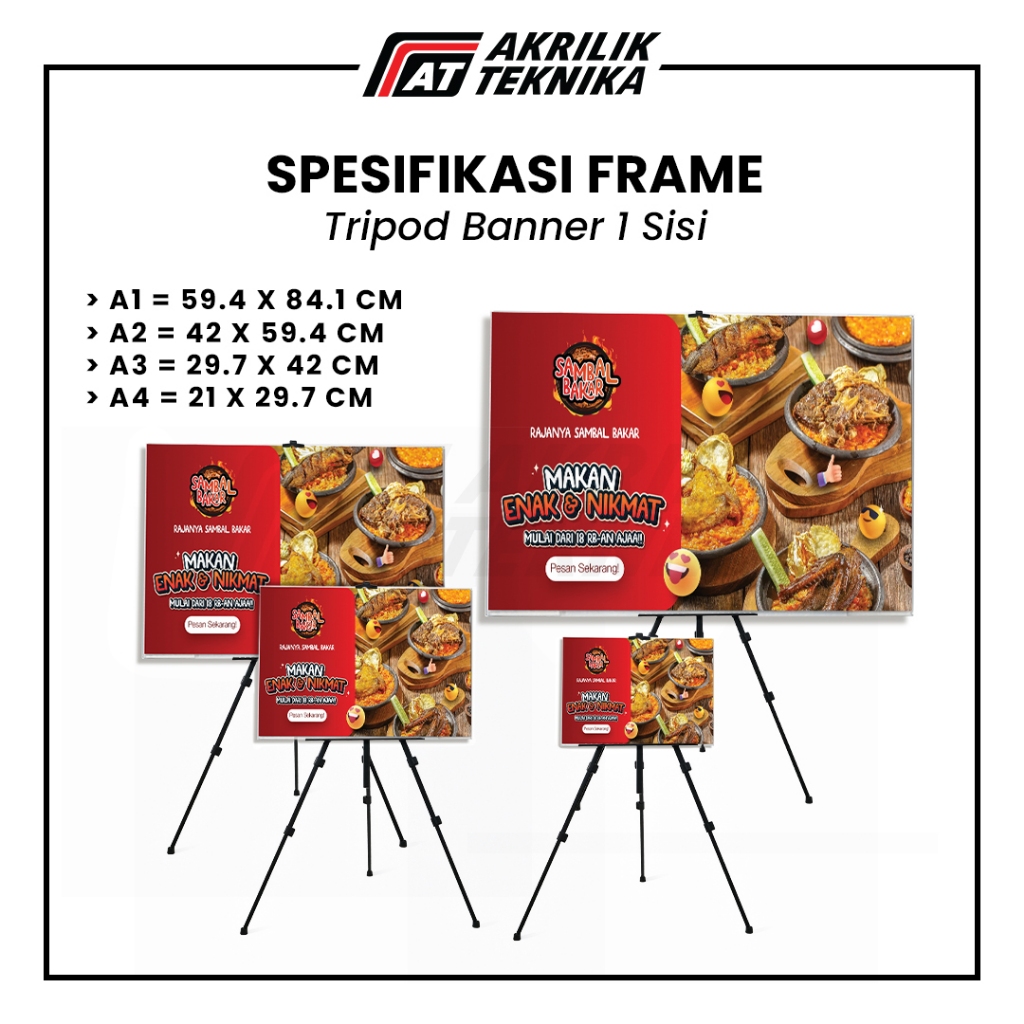 

YUH Tripod Frame 1 Sisi / Display Tiang Iklan Barcode Akrilik