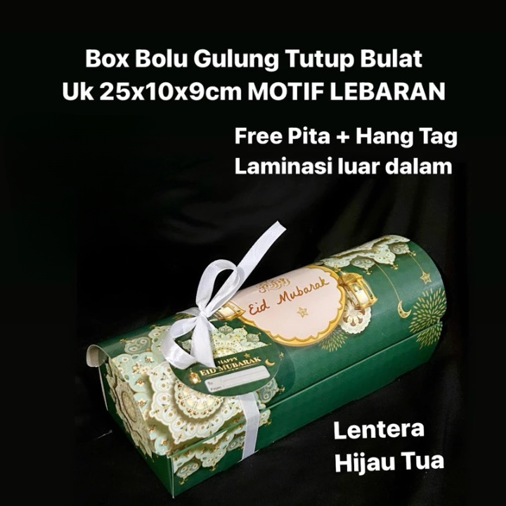 

5 Pcs Box Lentera Hijau Tua Dus Bolu Gulung Hampers Lebaran 25x10x9cm