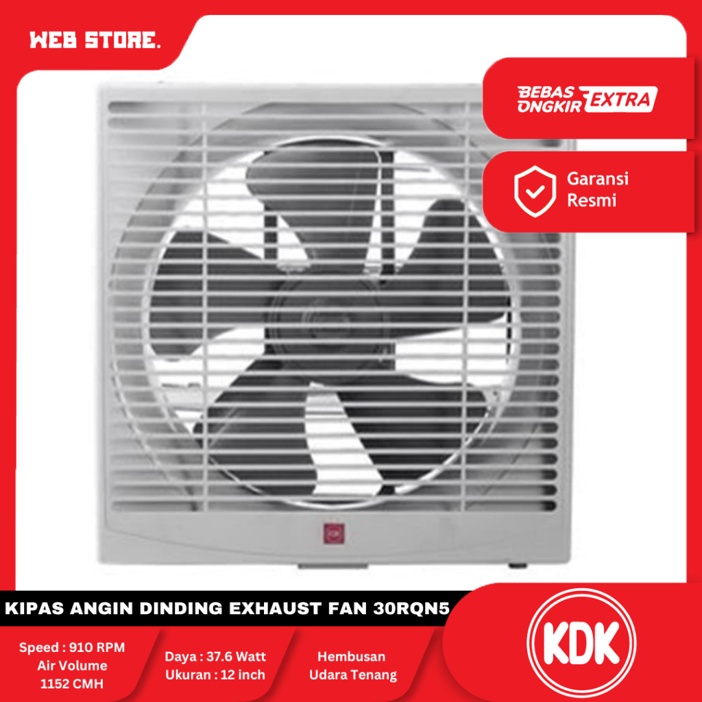 Kipas Angin Dinding Eksos Exhaust Fan Dinding 12 " 12 Inch 30RQN5 KDK