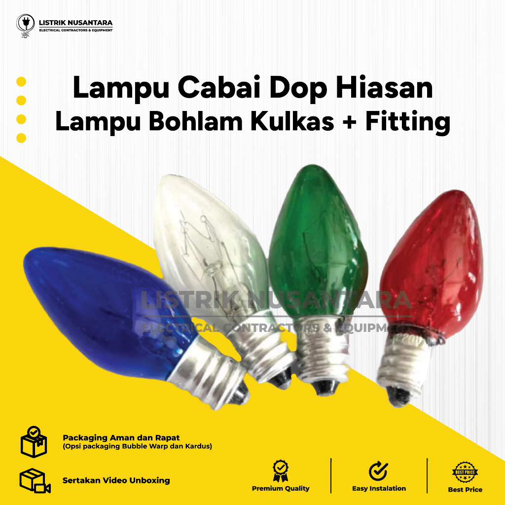 Lampu Cabe Cabai Warna Hiasan Dop Bohlam Kulkas Tidur Fitting E12 E14 E17 15 watt Hemat Listrik