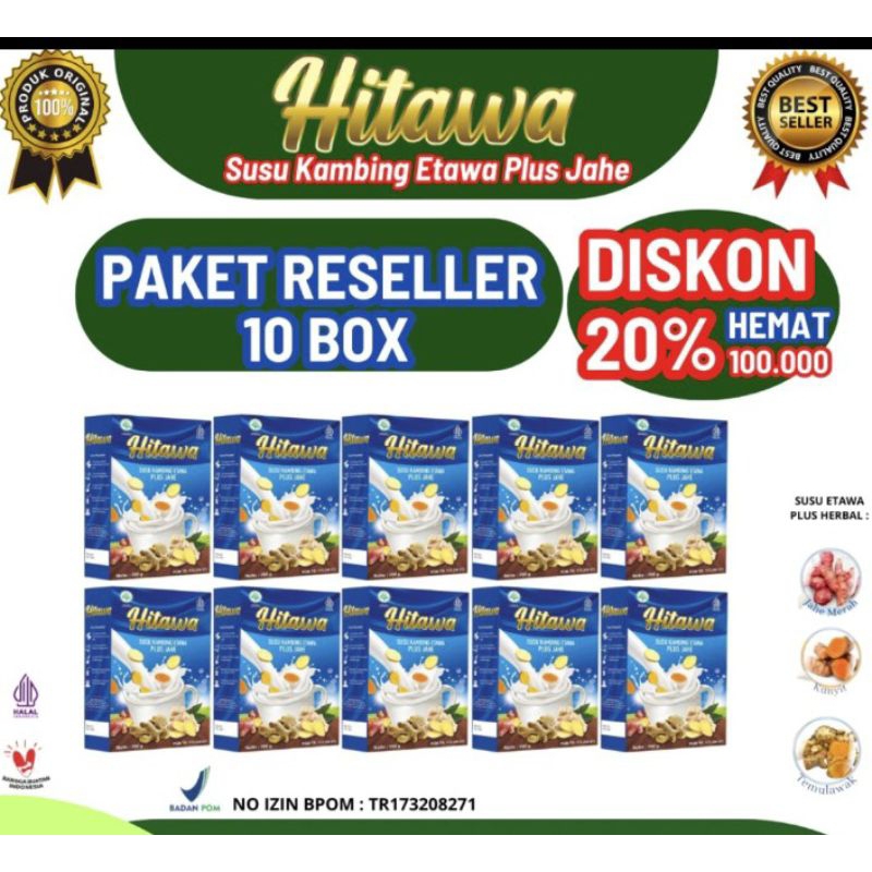 

HITAWA 10 Box SUSU KAMBING ETAWA JAHE TERAPI NYERI SENDI