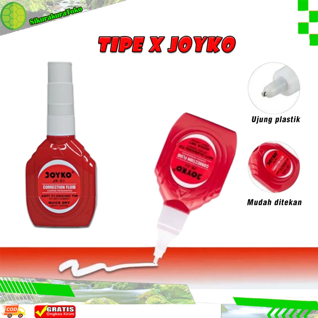 

(sda) Joyko Correction Fluid Tip tipe type Ex X Stipo Cair merah JK-01 JK 01