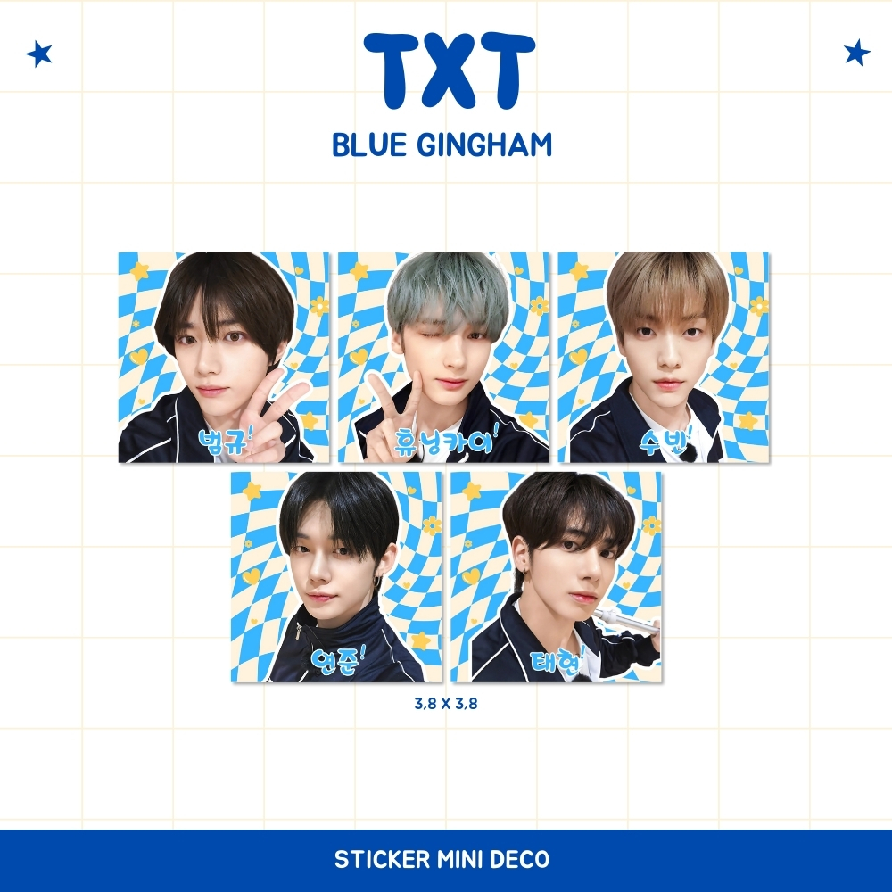 

MINI STIKER DECO TXT GINGHAM BLUE (ISI : 8 PCS) BIAS STICKER CHROMO KPOP IDOL KOREA PREMIUM MURAH UNOFFICIAL MOA YEONJUN SOOBIN BEOMGYU TAEHYUN HUENINGKAI READY STOCK !