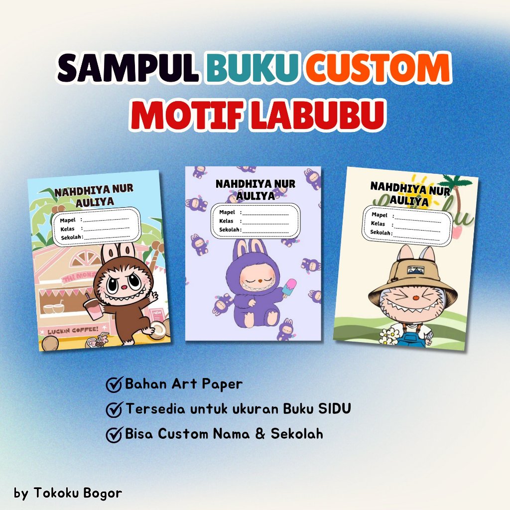 

Sampul Buku Motif Labubu Custom Nama dan Sekolah Anak Murah