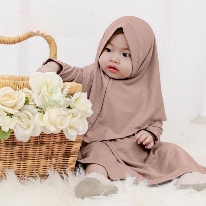 ( Promo cuci gudang ) Nayra syari kids / Gamis set kids 6-12 bulan bahan adem jersey zoya