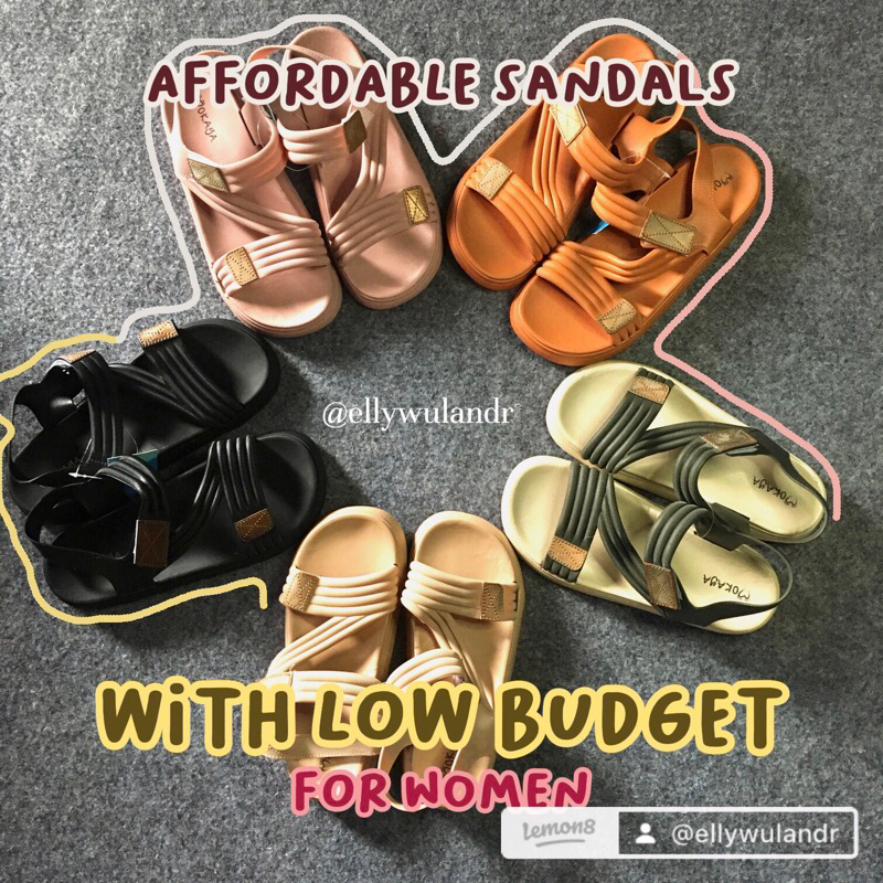 ellyloly - Sandal Let Gunung Jelly Wanita Tali 3 Sambung Garis Zigzag Polos Keren Cantik Tebal Empuk