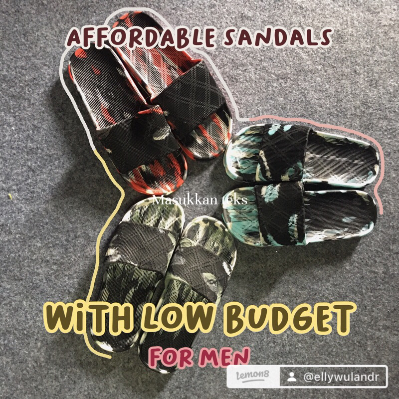 ellyloly - sendal slop on Pria karet motif loreng Golfer dili