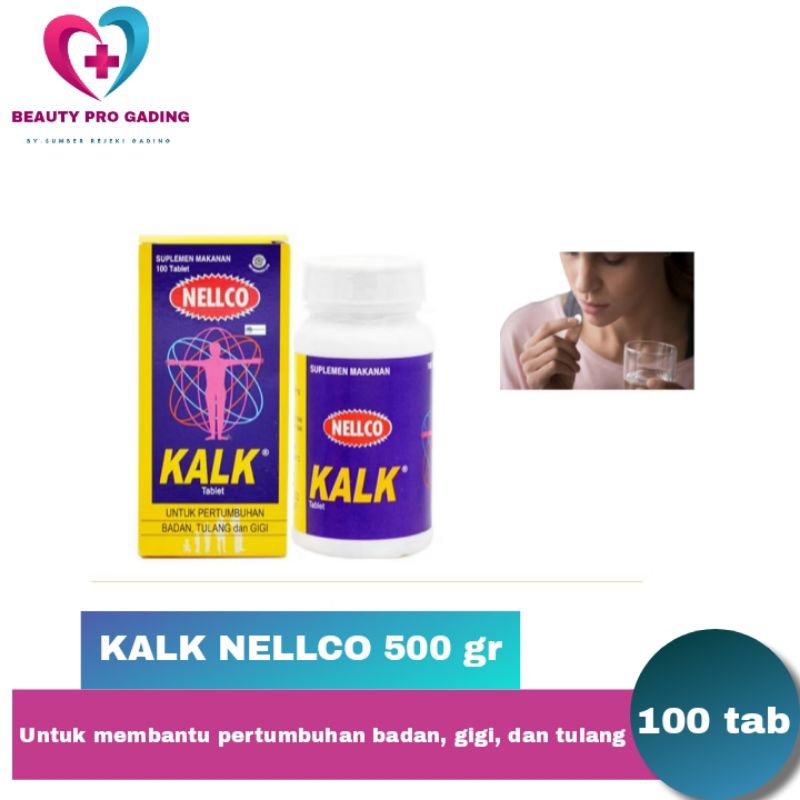 Nellco Kalk Botol 100 Tablet - Untuk pertumbuhan badan, tulang dan gigi