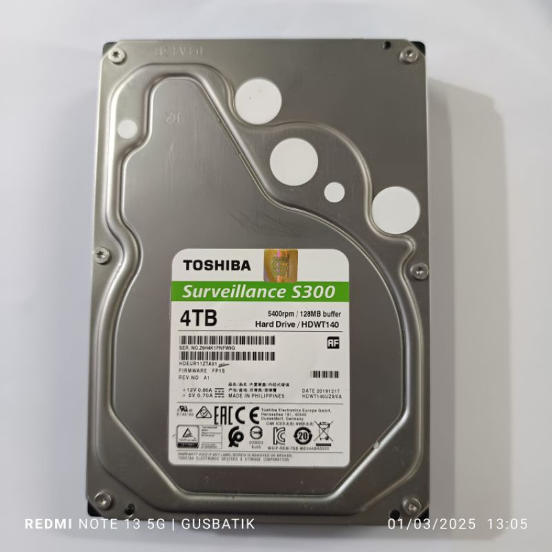 hard disk hdd 4TB Toshiba surveillance s300 cctv pc rakitan bekas murah original