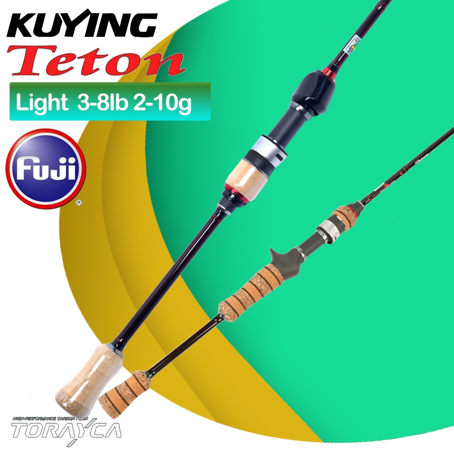 KUYING TETON Joran Light 3 8lb 2-10g 198cm Spinning Casting BC 662L FUJI Fishing Rod Carbon
