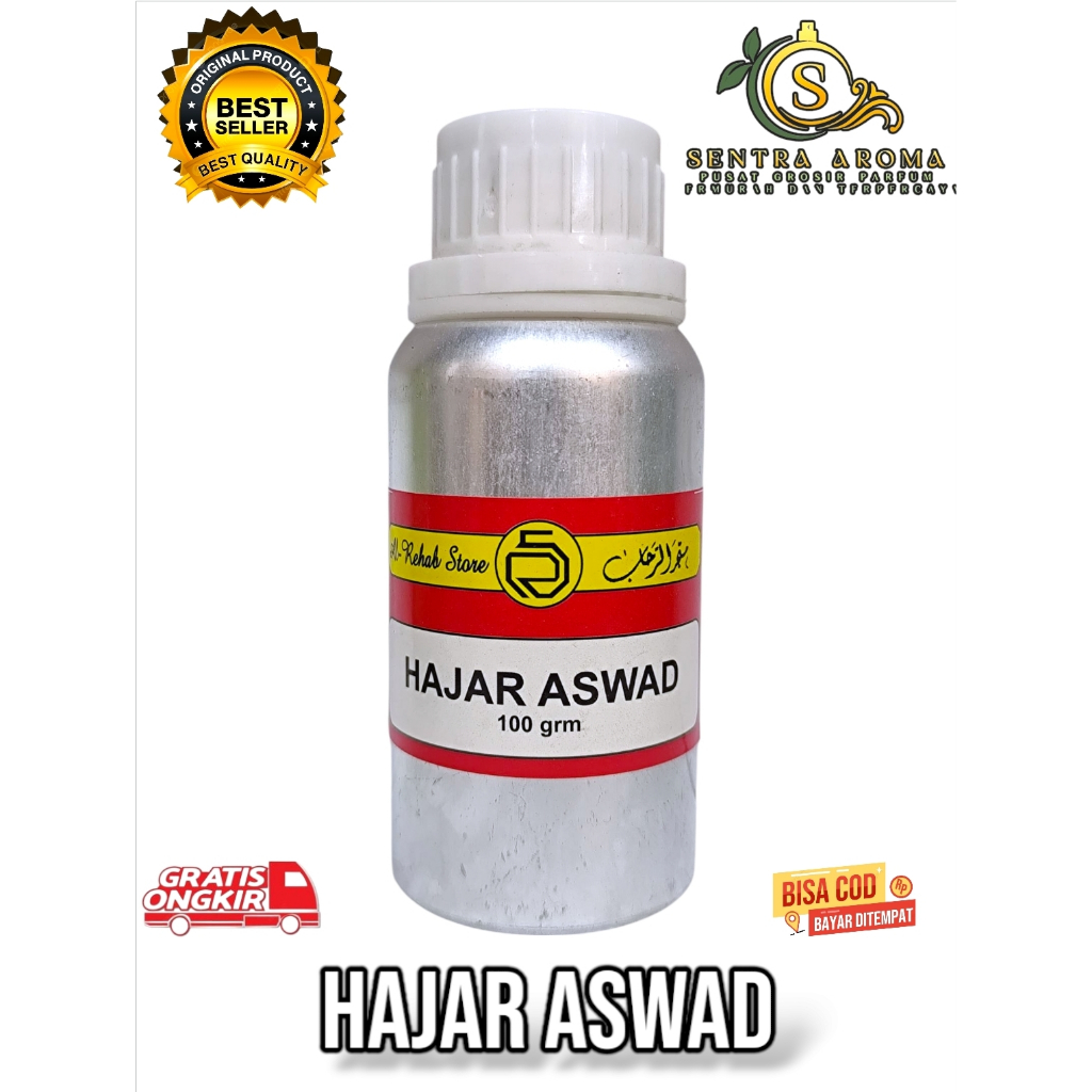 AL REHAB HAJAR ASWAD BIBIT PARFUM MURNI KEMASAN SEGEL KALENG 100 GRAM { ORIGINAL }