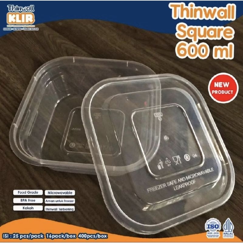 Thinwall KLIR 600ml, 750ml  Square/Kotak