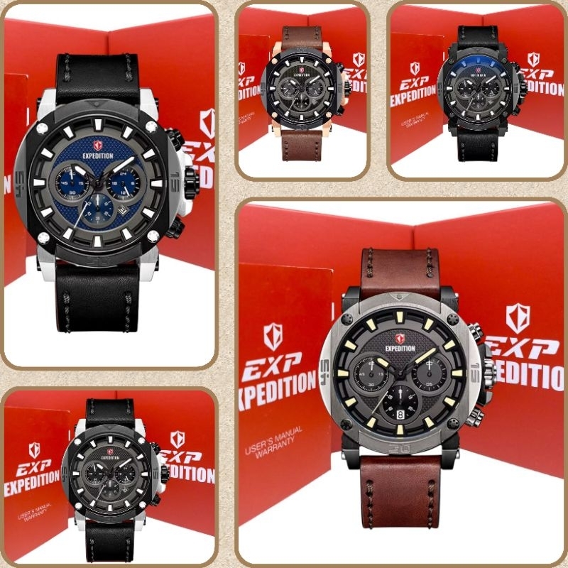 Jam Tangan Pria Expedition 6606 E6606 EXP 6606 Tali Kulit