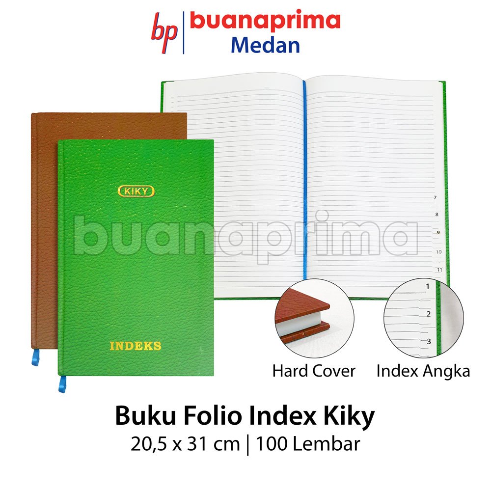 

Buku Folio Index Kiky Hard Cover 100 Lembar Pembukuan Bergaris F4 Index Angka