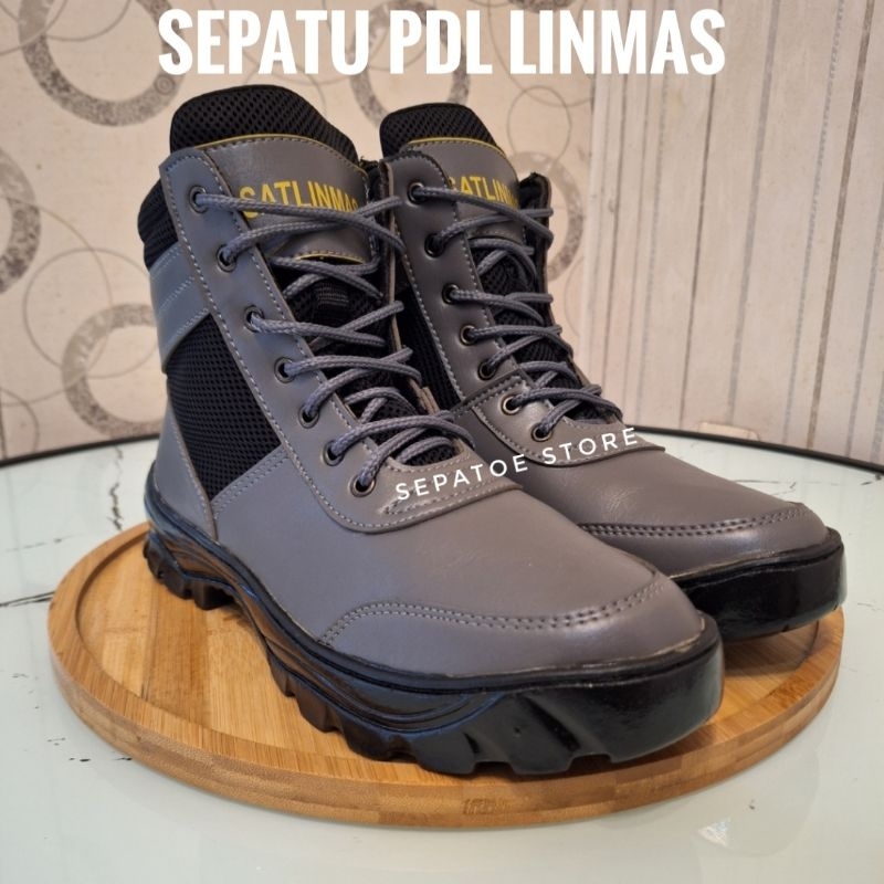 Sepatu PDL Linmas Terbaru Sepatu PDL Satlinmas Terbaru Warna Abu - Abu
